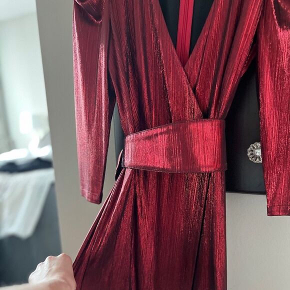 Retrofete Red Metallic Jumpsuit. XS. - Picture 3 of 4